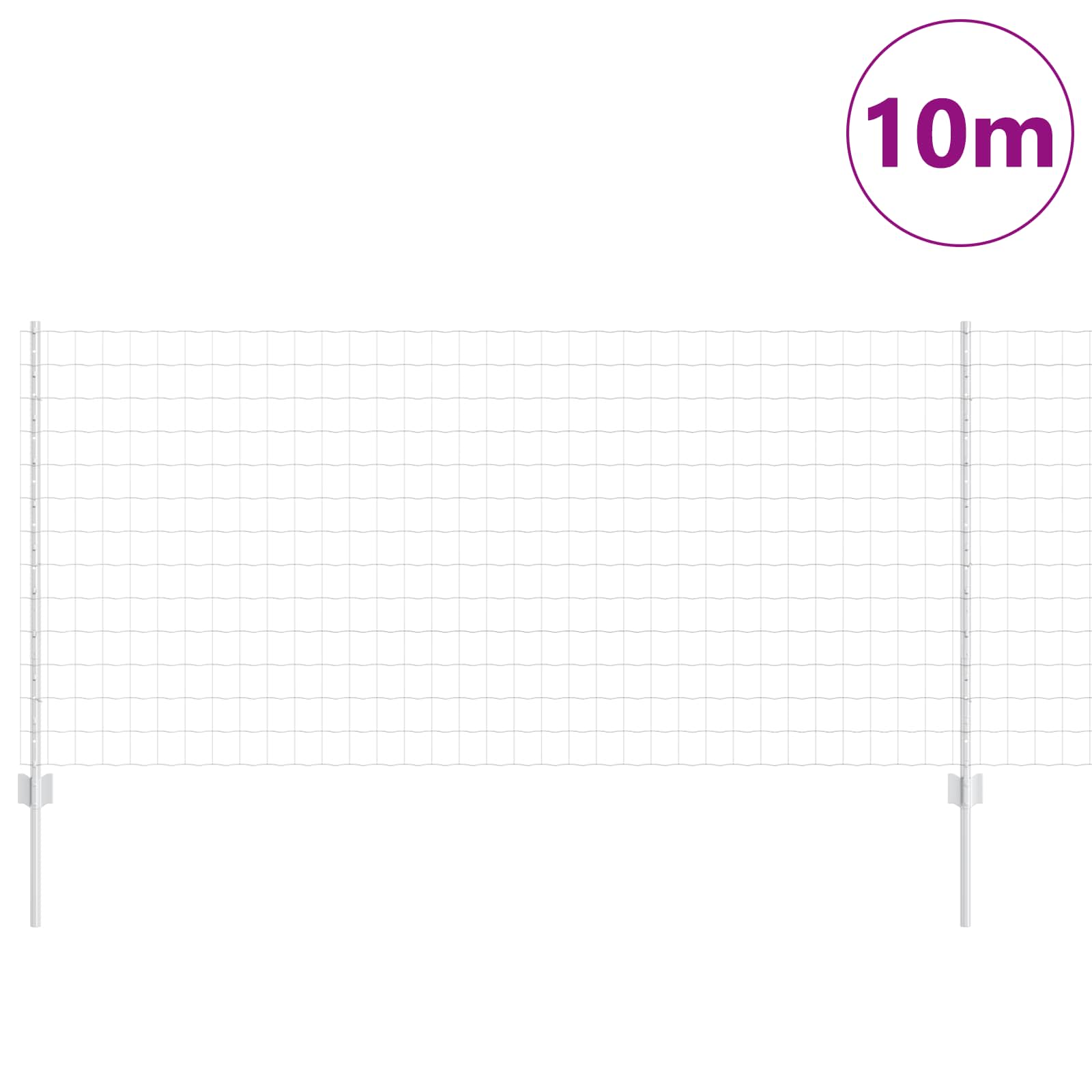 Vidaxxl clôture avec poteau argent 1 x 10 m acier