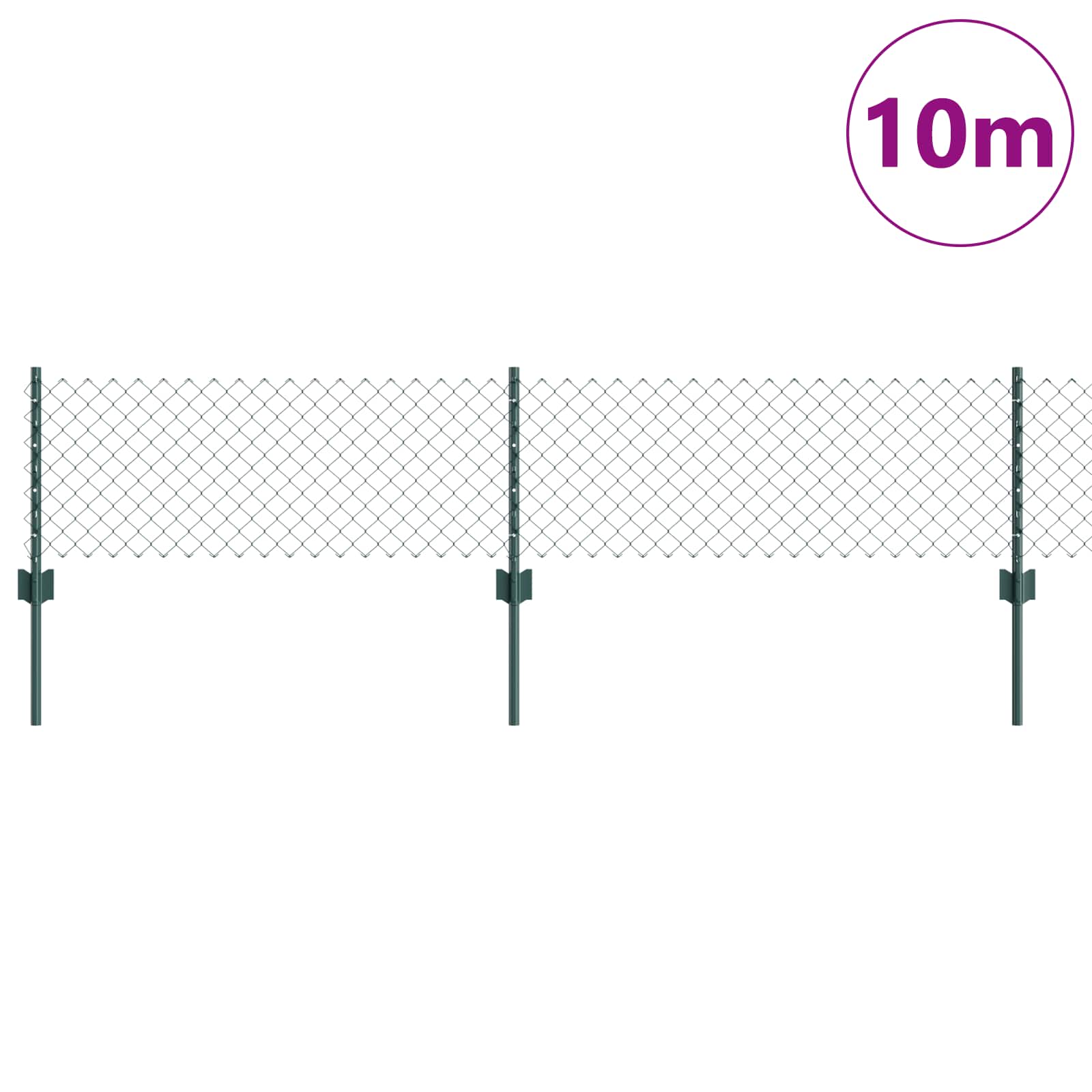 Clôture Vidaxxl avec poteau vert 0,4 x 10 m acier et PVC