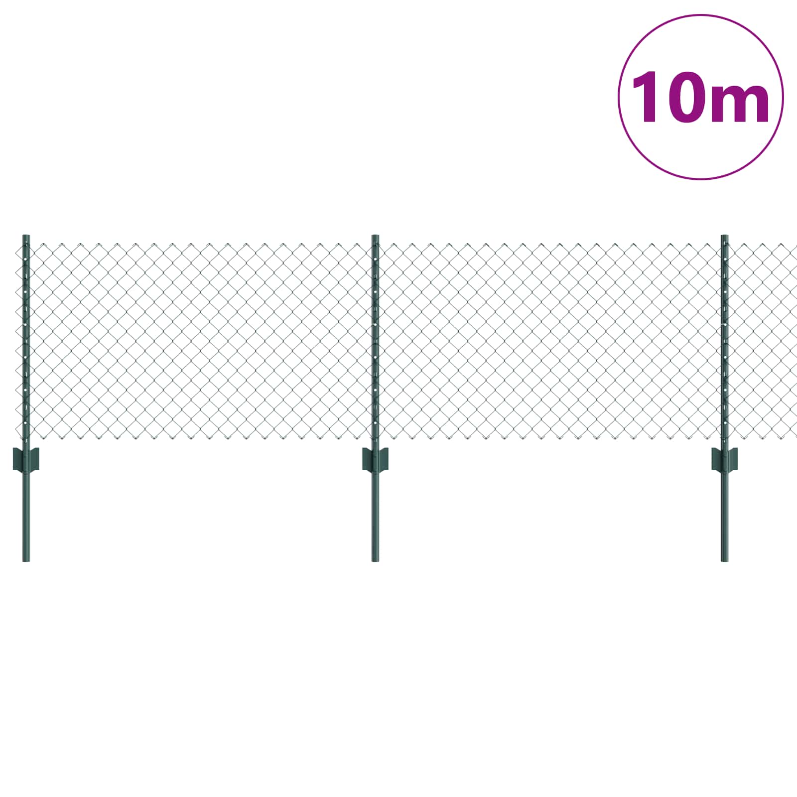 Clôture Vidaxxl avec poteau vert 0,6 x 10 m acier et PVC