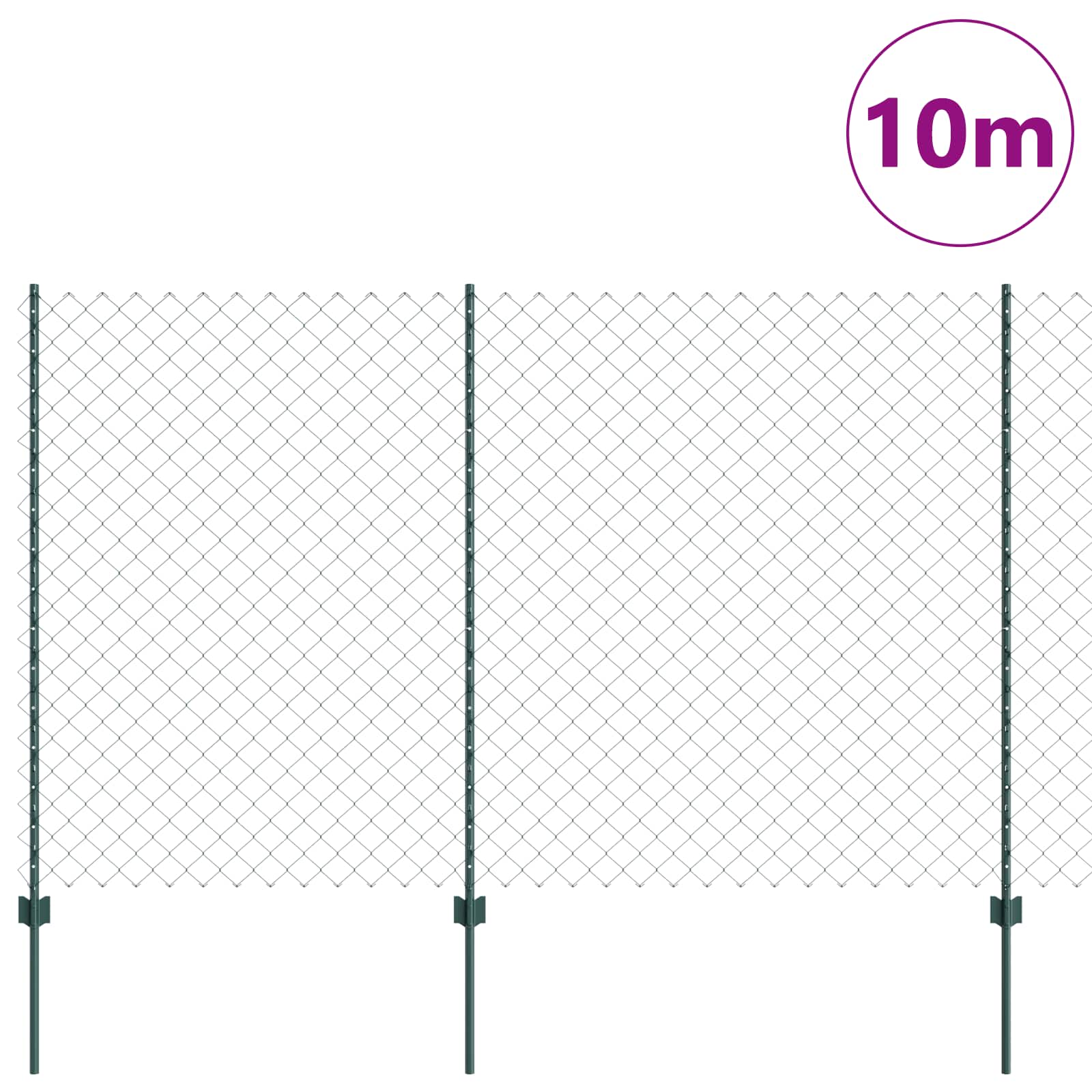 Clôture Vidaxl avec poteau vert 1,5 x 10 m acier et PVC