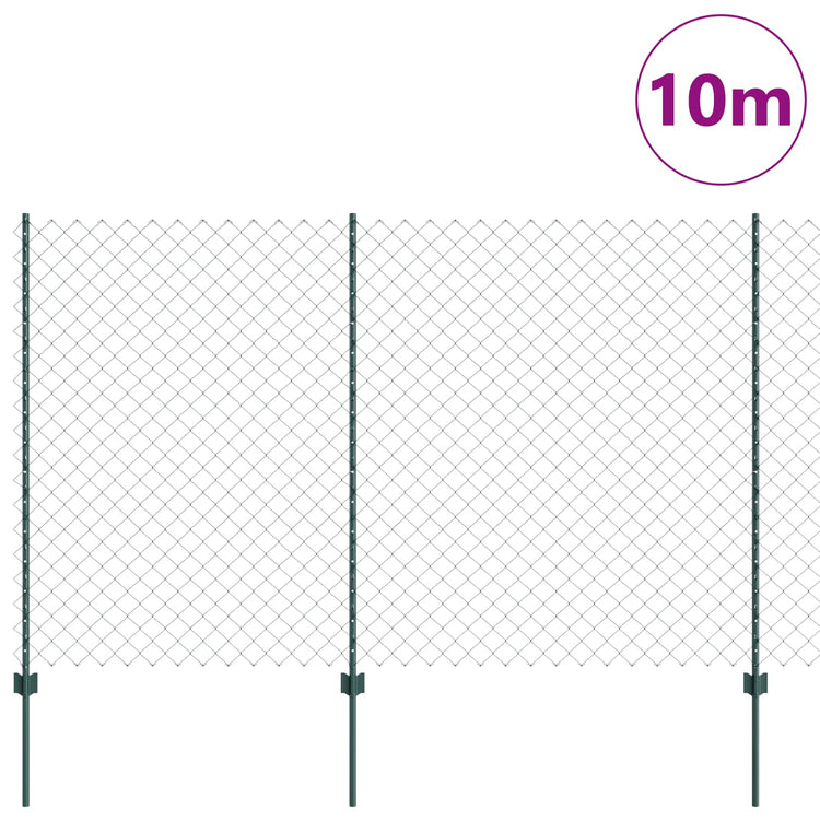 Clôture Vidaxl avec poteau vert 1,5 x 10 m acier et PVC