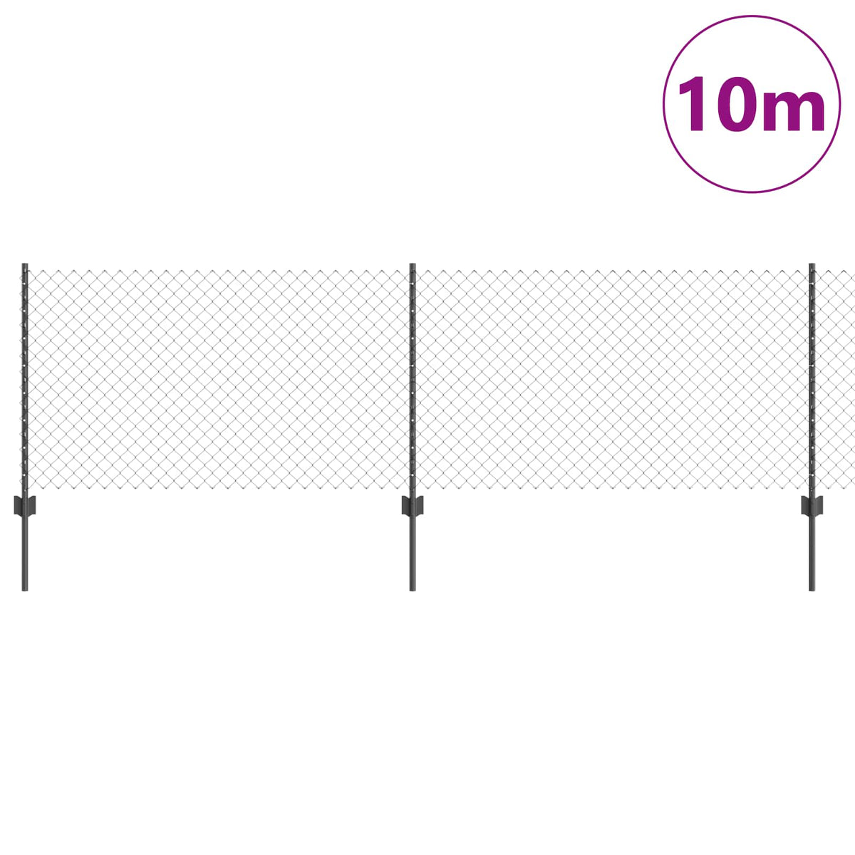 Clôture Vidaxl avec poteau gris 0,8 x 10 m acier et PVC