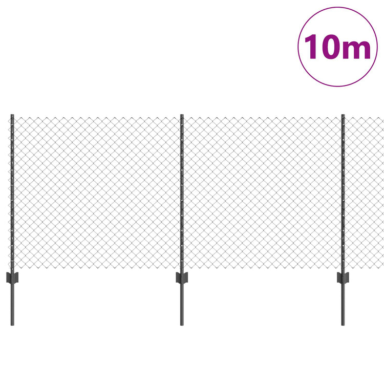 Clôture Vidaxl avec poteau gris 1 x 10 m acier et PVC