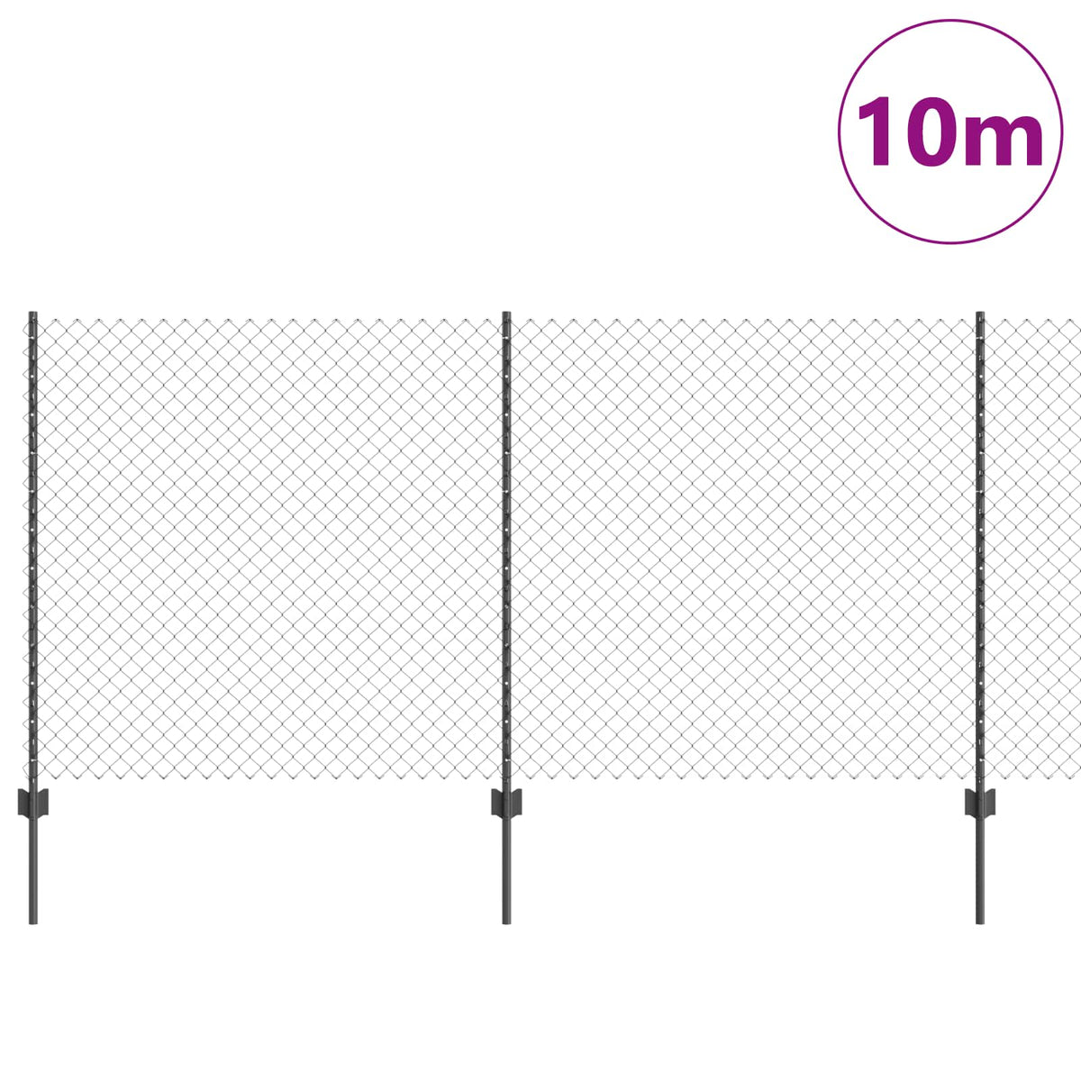 Clôture Vidaxl avec poteau gris 1,2 x 10 m acier et PVC