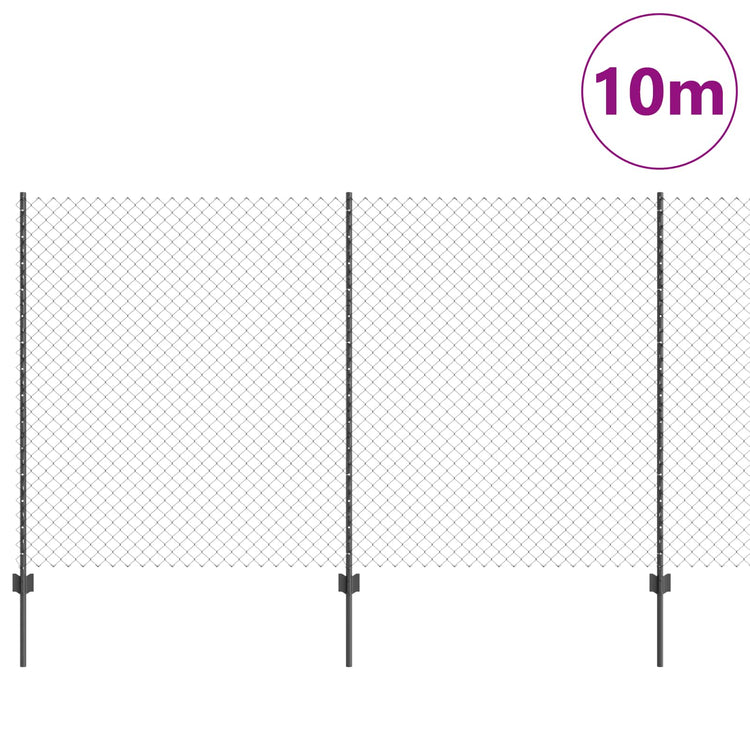 Clôture Vidaxl avec poteau gris 1,4 x 10 m acier et PVC