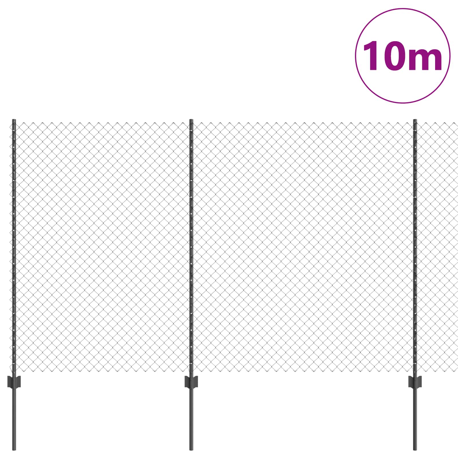 Clôture Vidaxl avec poteau gris 1,5 x 10 m acier et PVC