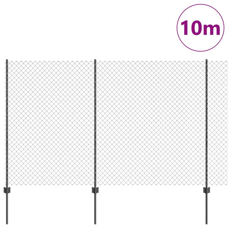 Clôture Vidaxl avec poteau gris 1,5 x 10 m acier et PVC