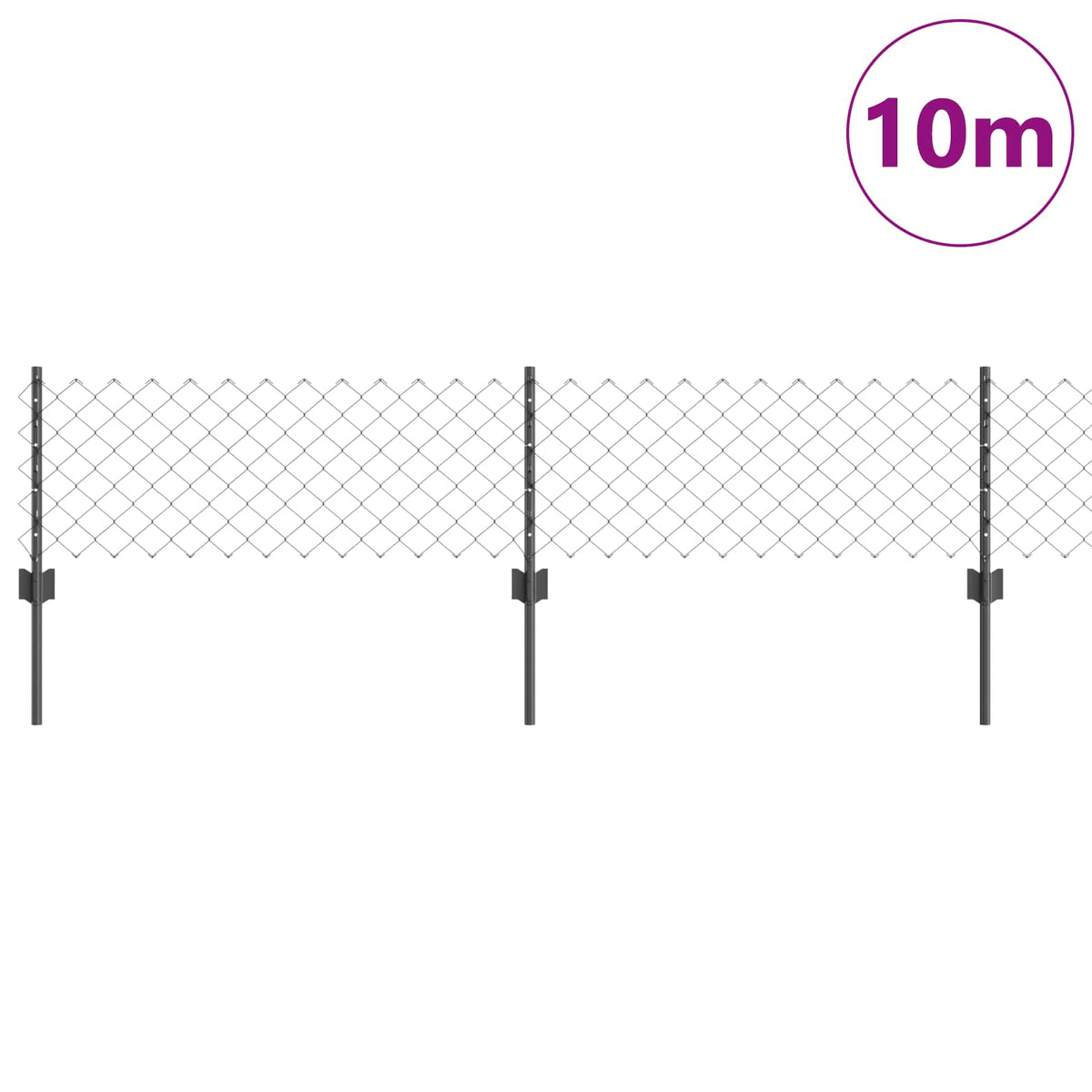 Clôture Vidaxl avec poteau gris 0,4 x 10 m acier et PVC