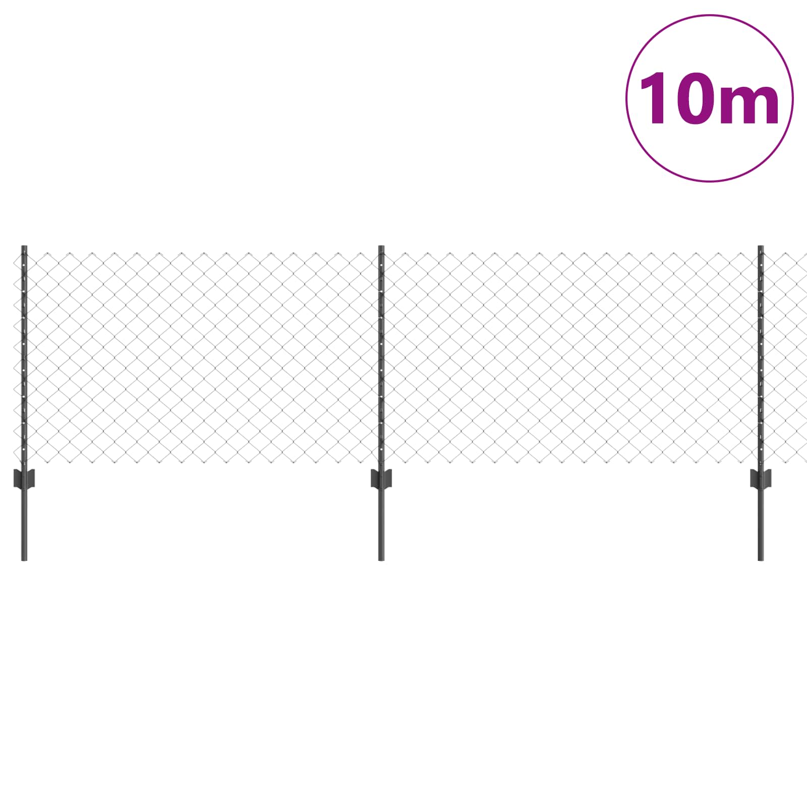 Clôture Vidaxl avec poteau gris 0,8 x 10 m acier et PVC