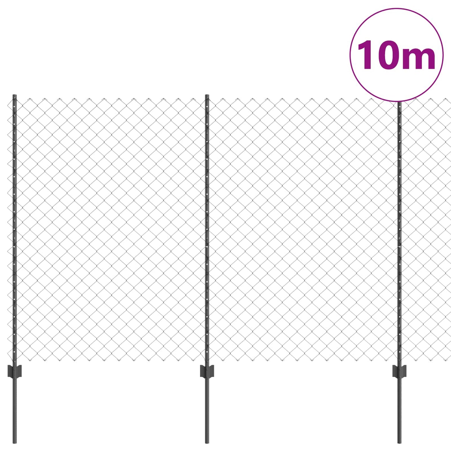 Clôture Vidaxl avec poteau gris 1,6 x 10 m acier et PVC