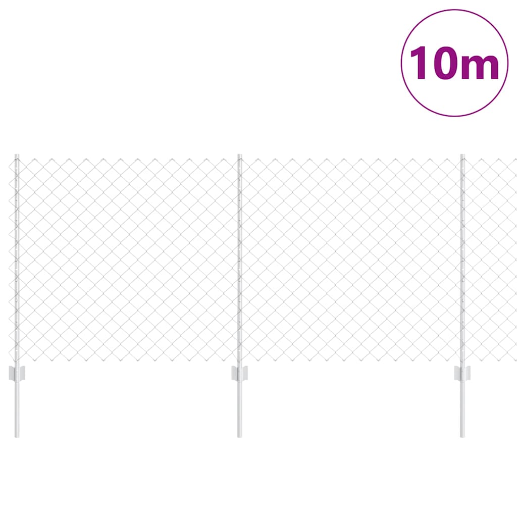 Vidaxxl clôture avec poteau argent 1 x 10 m acier
