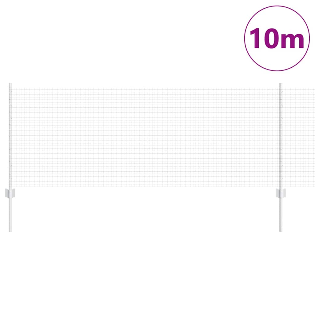 Clôture Vidaxxl avec poteau argent 0,8 x 10 m en acier
