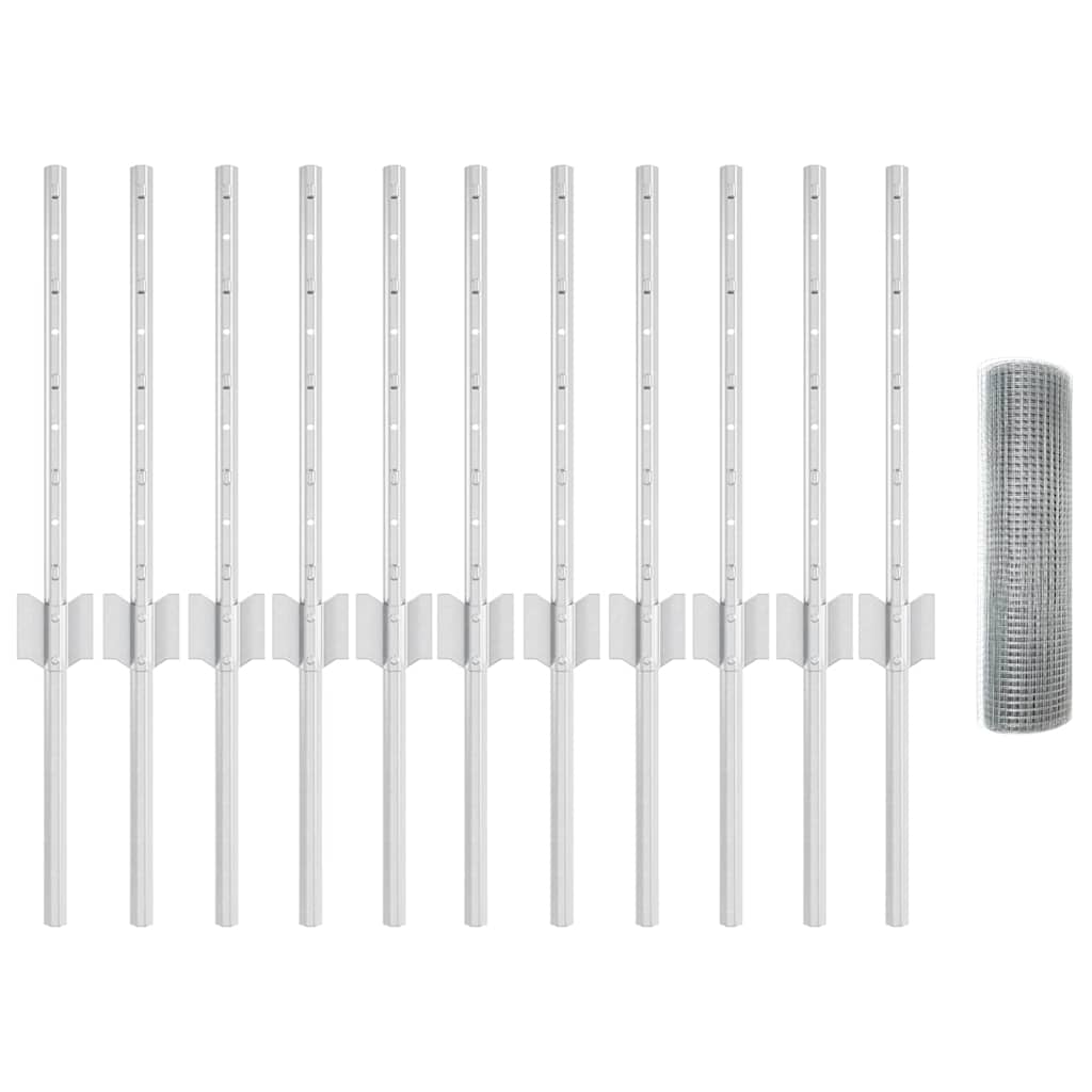 Clôture Vidaxxl avec poteau argent 0,4 x 25 m en acier