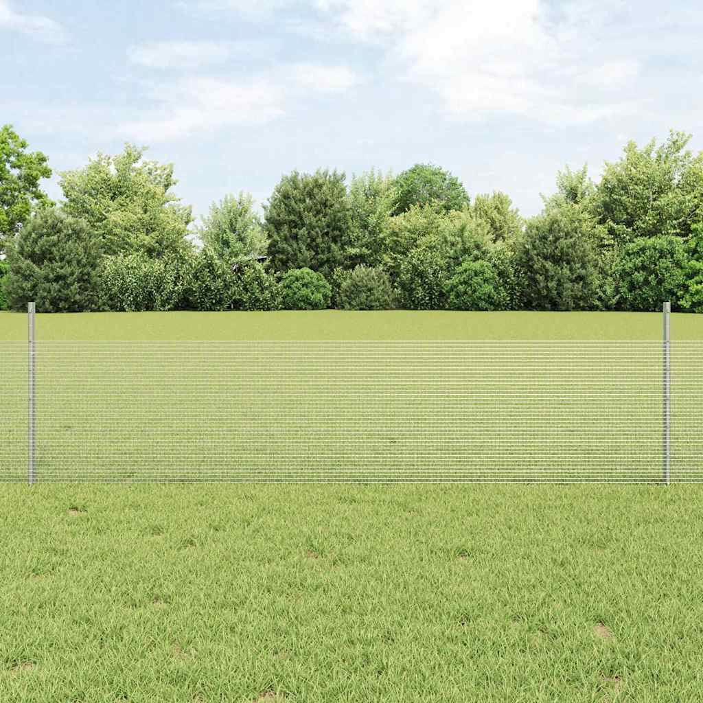 Clôture Vidaxxl avec poteau argent 0,5 x 25 m en acier
