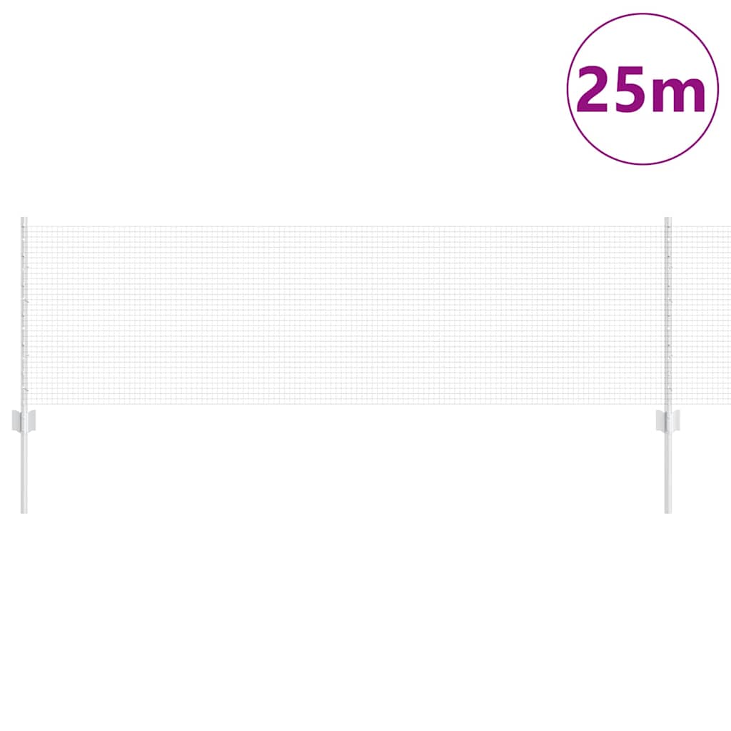 Clôture Vidaxxl avec poteau argent 0,6 x 25 m en acier