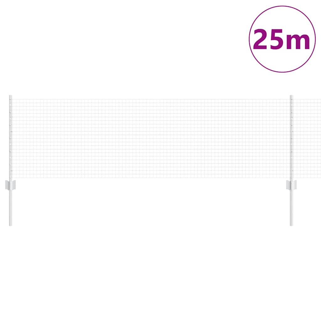 Clôture Vidaxxl avec poteau argent 0,6 x 25 m en acier