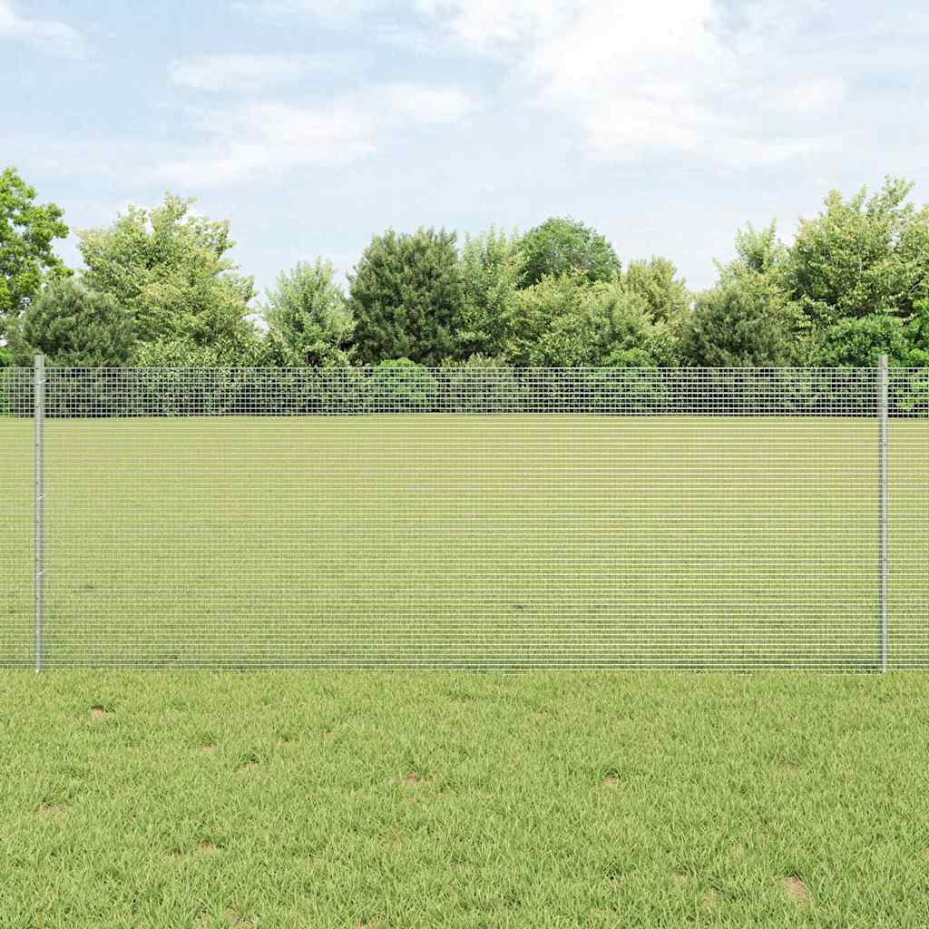 Clôture Vidaxxl avec poteau argent 0,8 x 25 m en acier