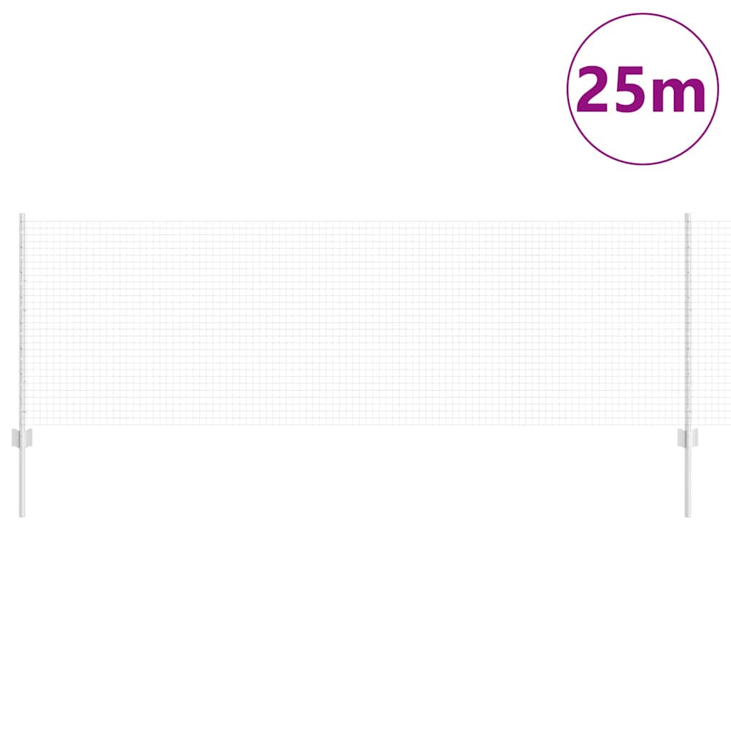 Clôture Vidaxxl avec poteau argent 0,8 x 25 m en acier