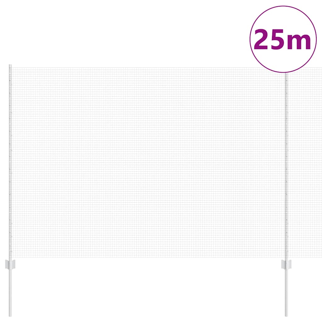 Clôture Vidaxl avec poteau argenté 1,6 x 25 m en acier
