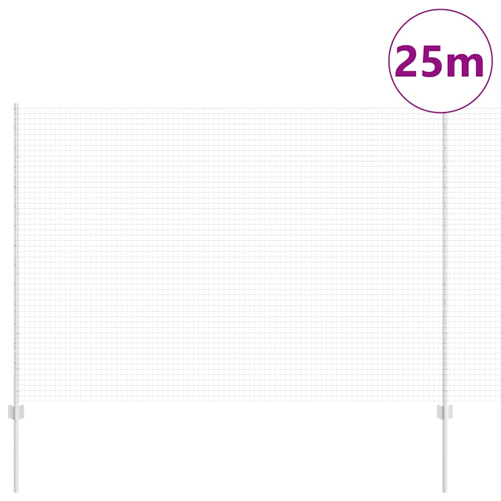 Clôture Vidaxl avec poteau argenté 1,6 x 25 m en acier