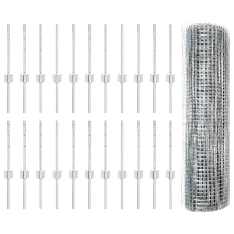 Clôture Vidaxxl avec poteau argent 0,4 x 50 m en acier