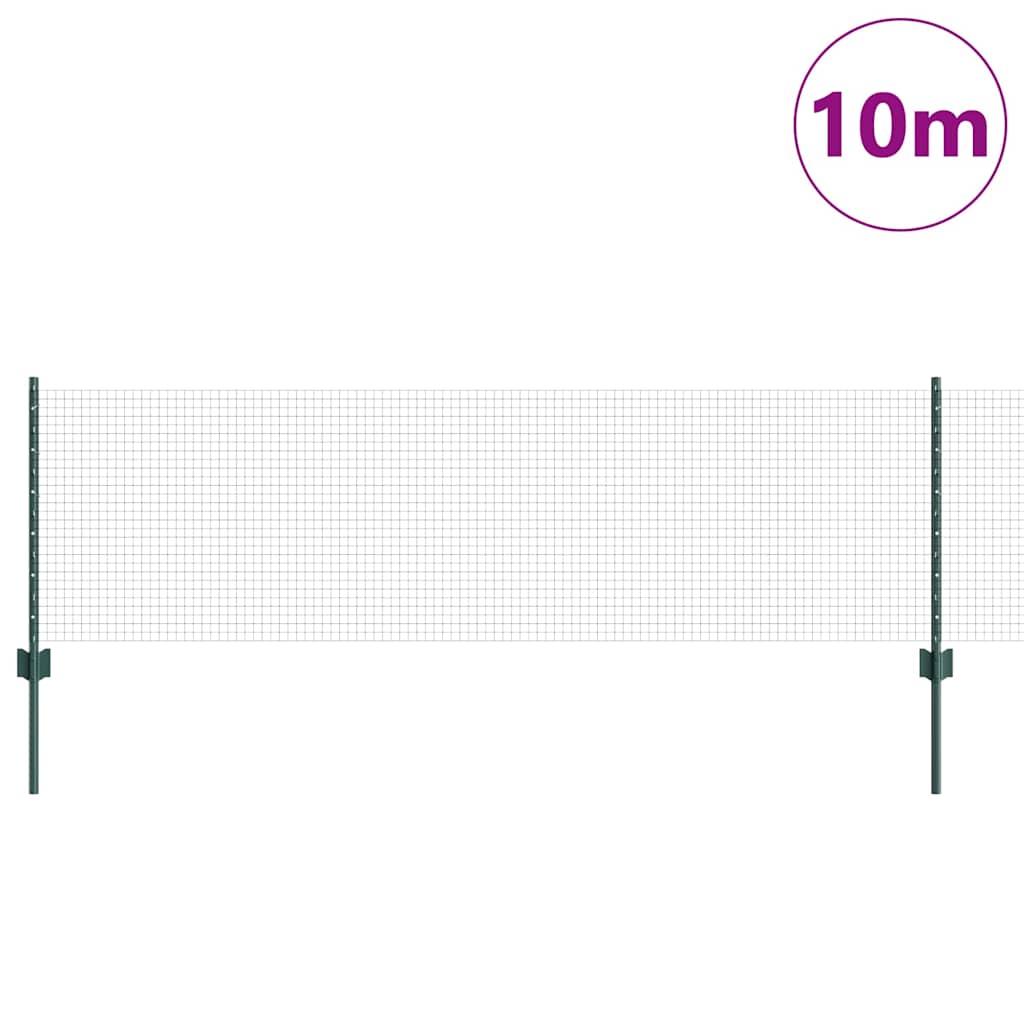 Clôture Vidaxxl avec poteau vert 0,6 x 10 m acier et PVC