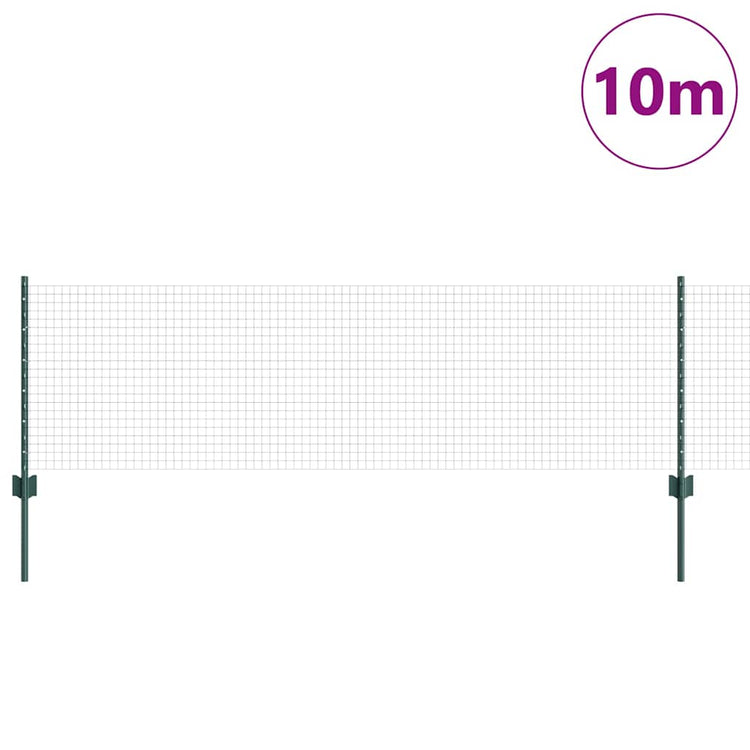 Clôture Vidaxxl avec poteau vert 0,6 x 10 m acier et PVC