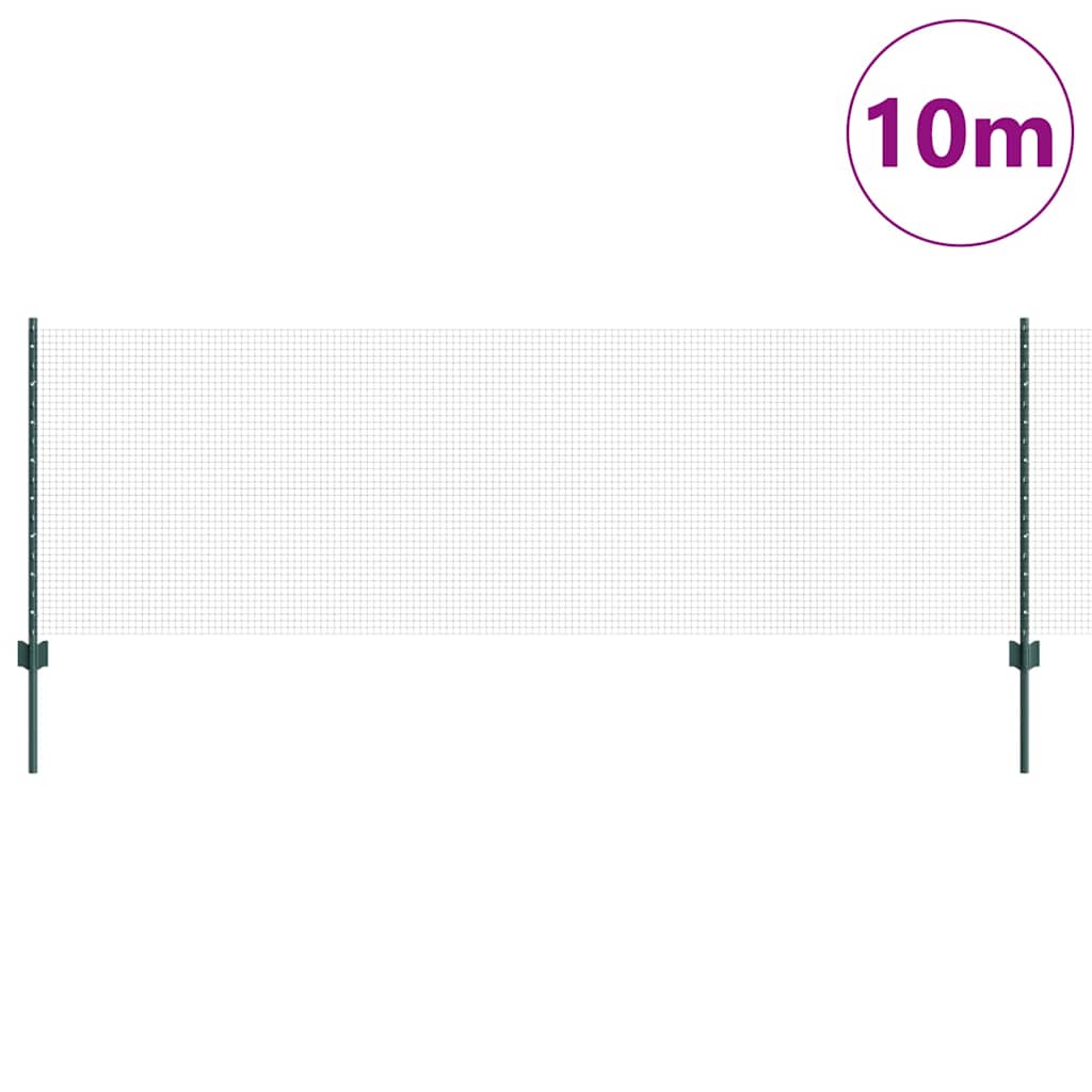 Clôture Vidaxl avec poteau vert 0,8 x 10 m acier et PVC
