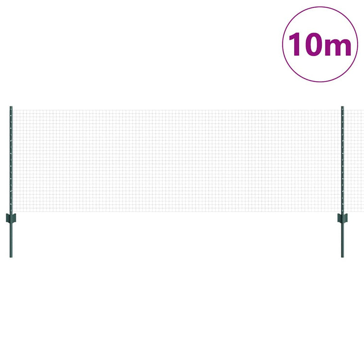 Clôture Vidaxl avec poteau vert 0,8 x 10 m acier et PVC