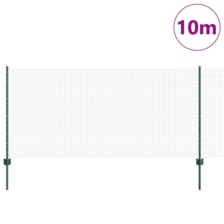 Clôture Vidaxxl avec poteau vert 1 x 10 m en acier