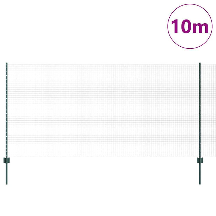 Clôture Vidaxxl avec poteau vert 1,2 x 10 m acier et PVC