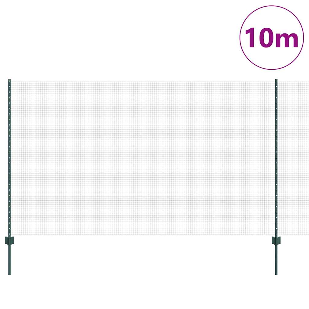 Clôture Vidaxxl avec poteau vert 1,4 x 10 m acier et PVC