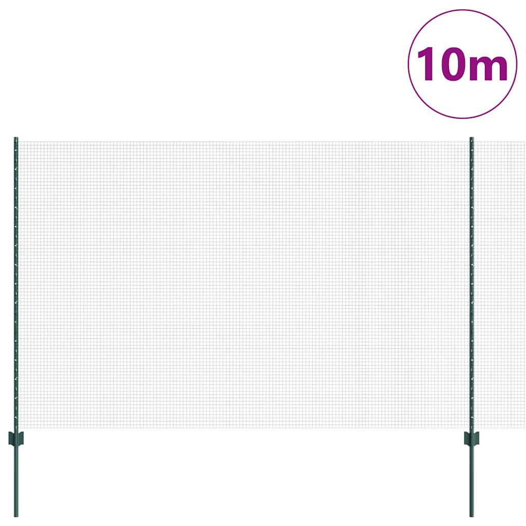 Clôture Vidaxl avec poteau vert 1,5 x 10 m acier et PVC