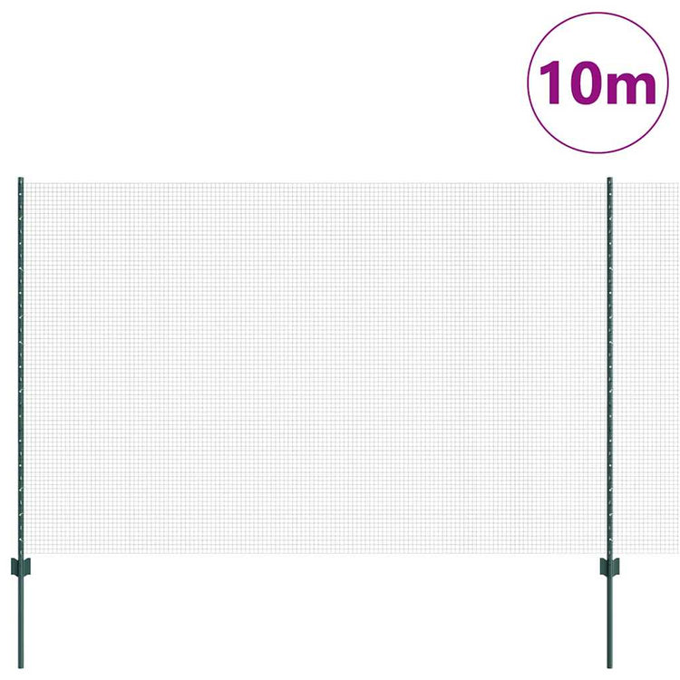 Clôture Vidaxl avec poteau vert 1,6 x 10 m acier et PVC