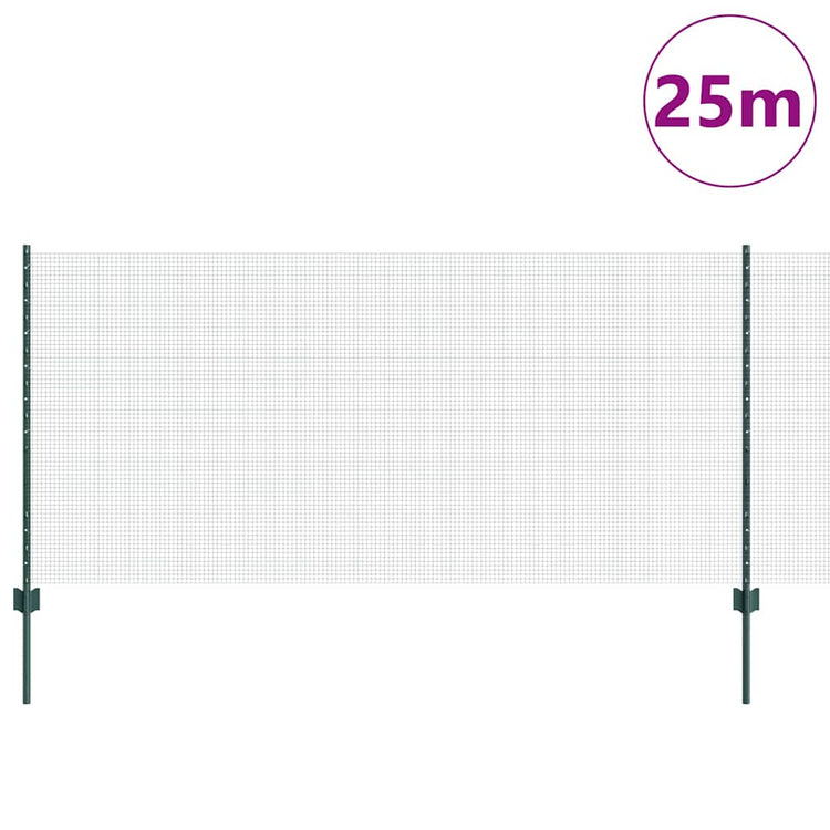 Clôture Vidaxxl avec poteau vert 1 x 25 m en acier