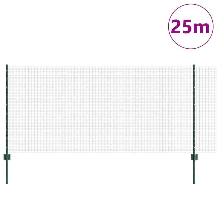 Clôture Vidaxxl avec poteau vert 1 x 25 m en acier