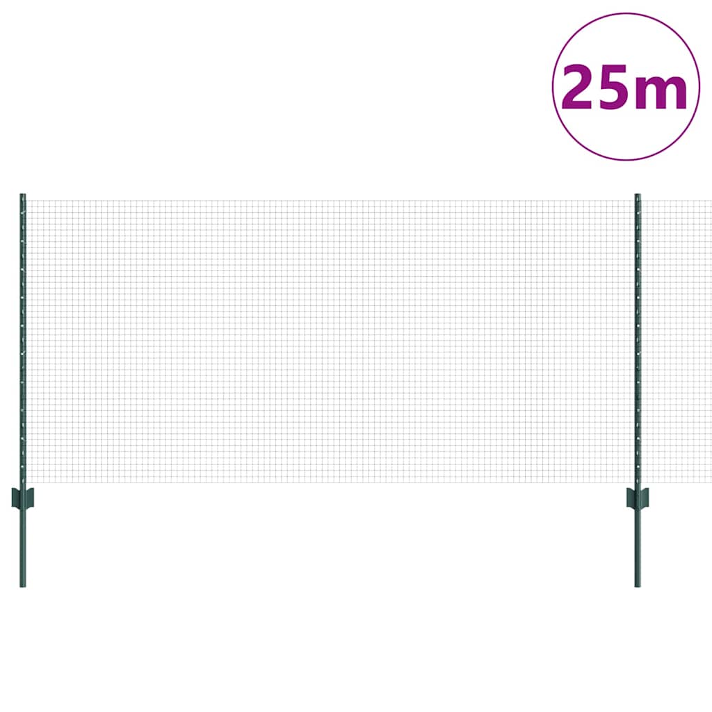 Clôture Vidaxxl avec poteau vert 1 x 25 m en acier
