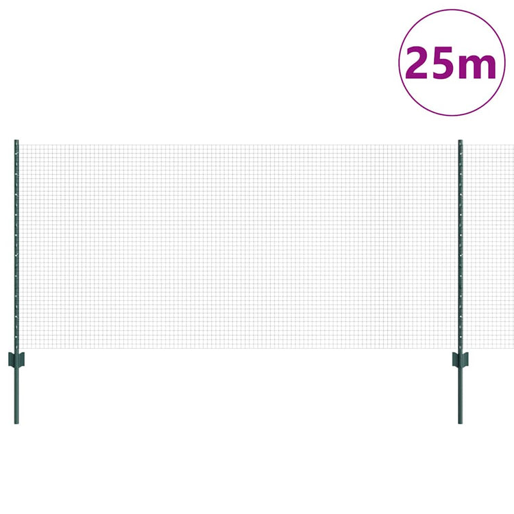 Clôture Vidaxxl avec poteau vert 1 x 25 m en acier