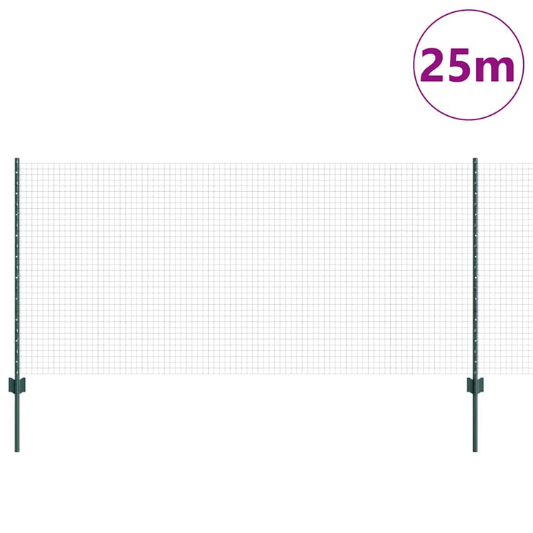 Clôture Vidaxxl avec poteau vert 1 x 25 m en acier