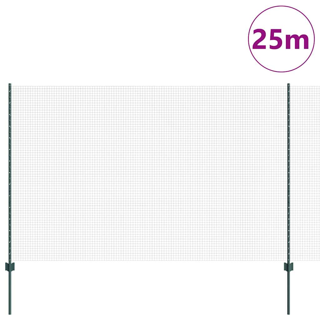 Clôture Vidaxxl avec poteau vert 1,5 x 25 m en acier