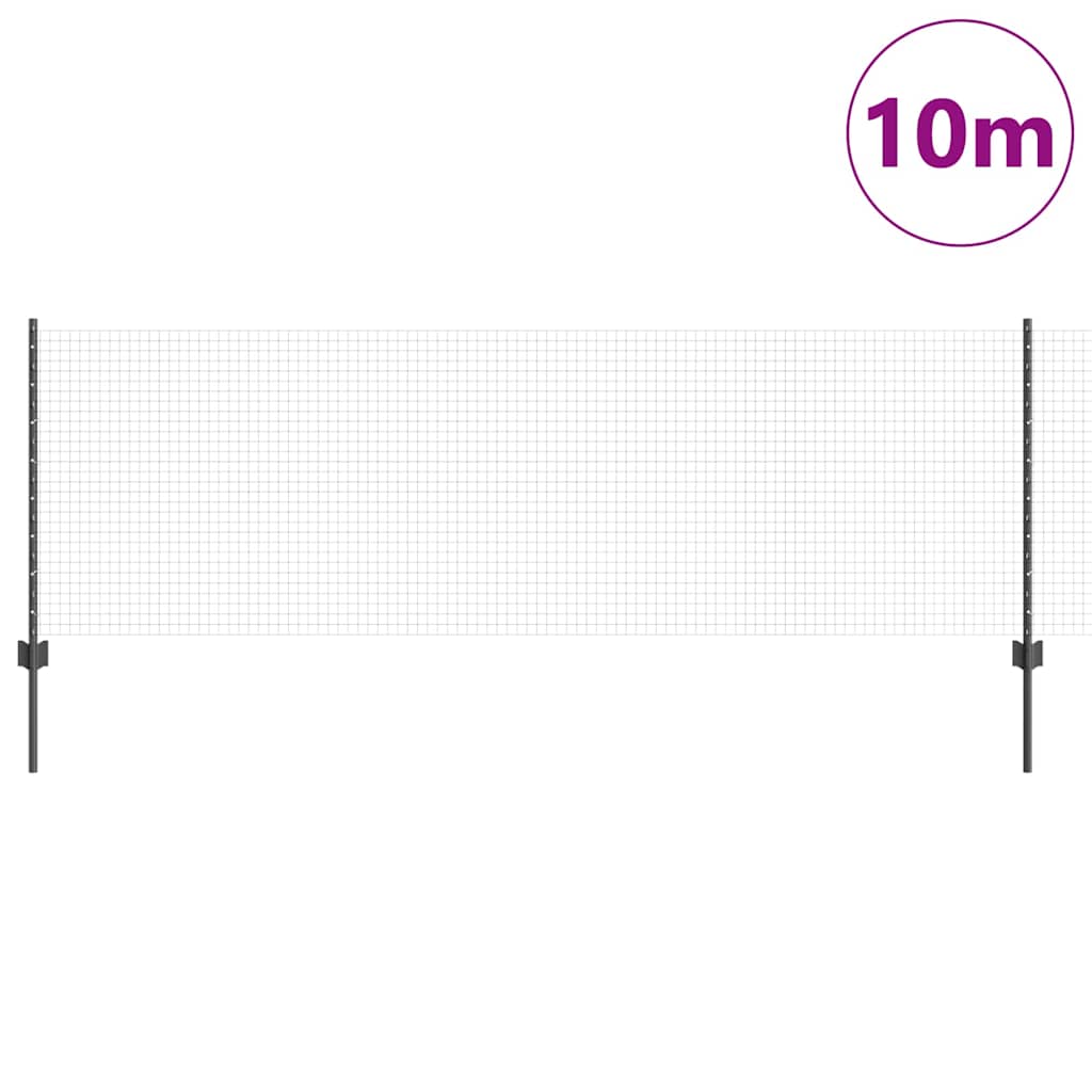 Clôture Vidaxl avec poteau gris 0,8 x 10 m acier et PVC