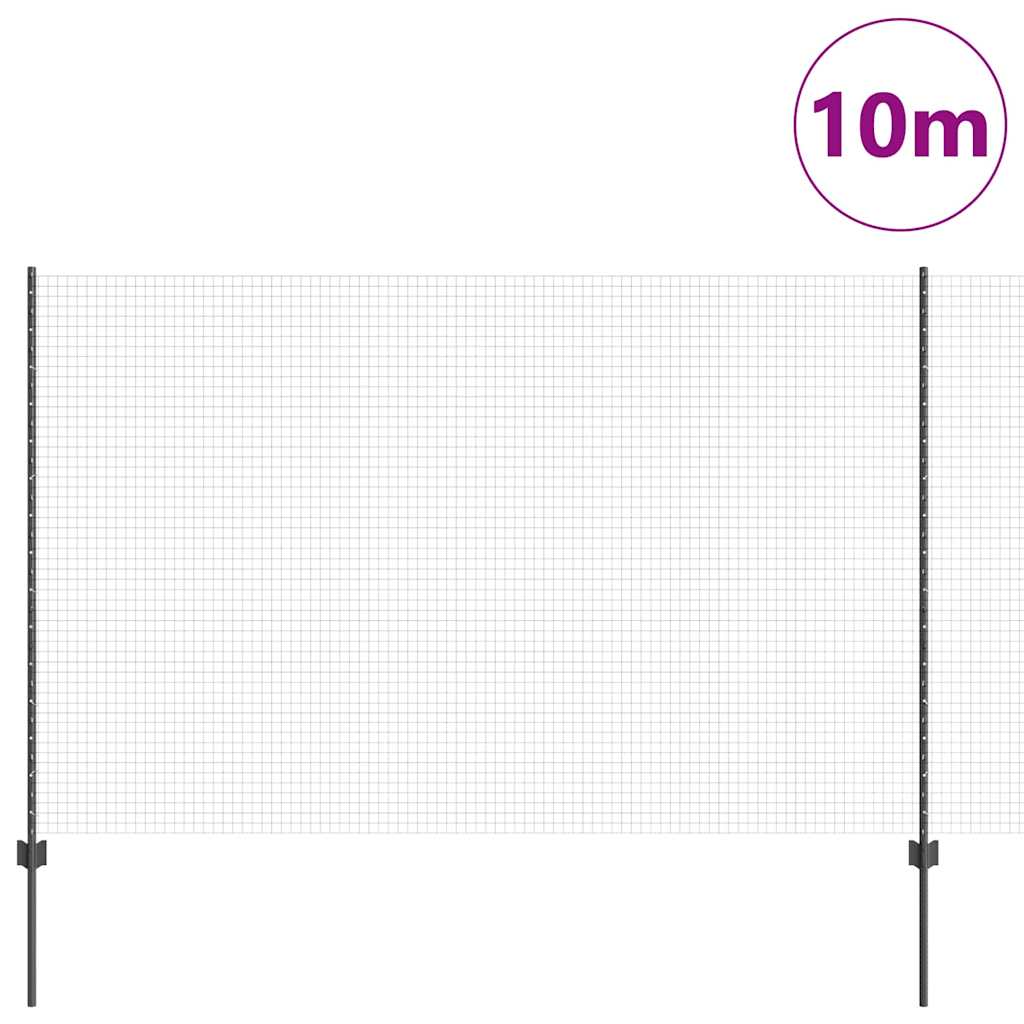 Vidaxl clôture avec poteau gris 1,5 x 10 m acier