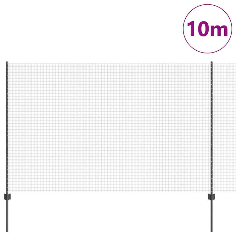Clôture Vidaxl avec poteau gris 1,6 x 10 m acier et PVC