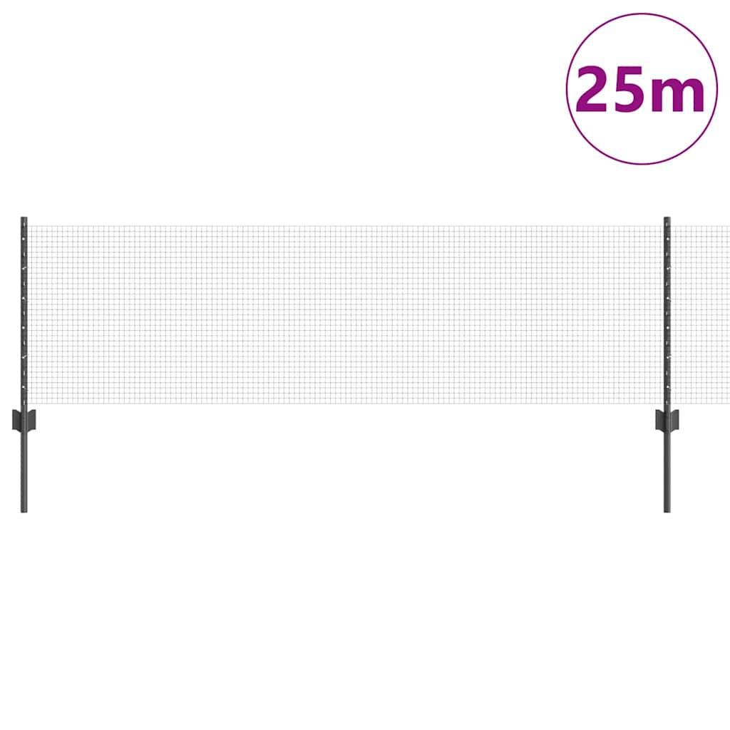 Clôture Vidaxl avec poteau gris 0,6 x 25 m acier et PVC