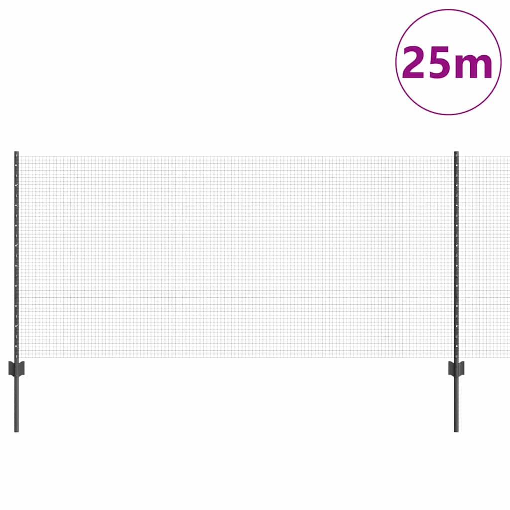 Vidaxxl clôture avec poteau gris 1 x 25 m acier