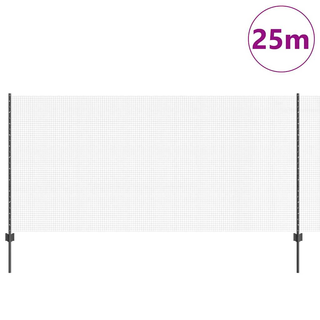 Clôture Vidaxl avec poteau gris 1,2 x 25 m acier et PVC