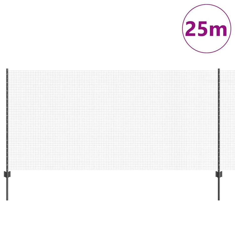 Clôture Vidaxl avec poteau gris 1,2 x 25 m acier et PVC