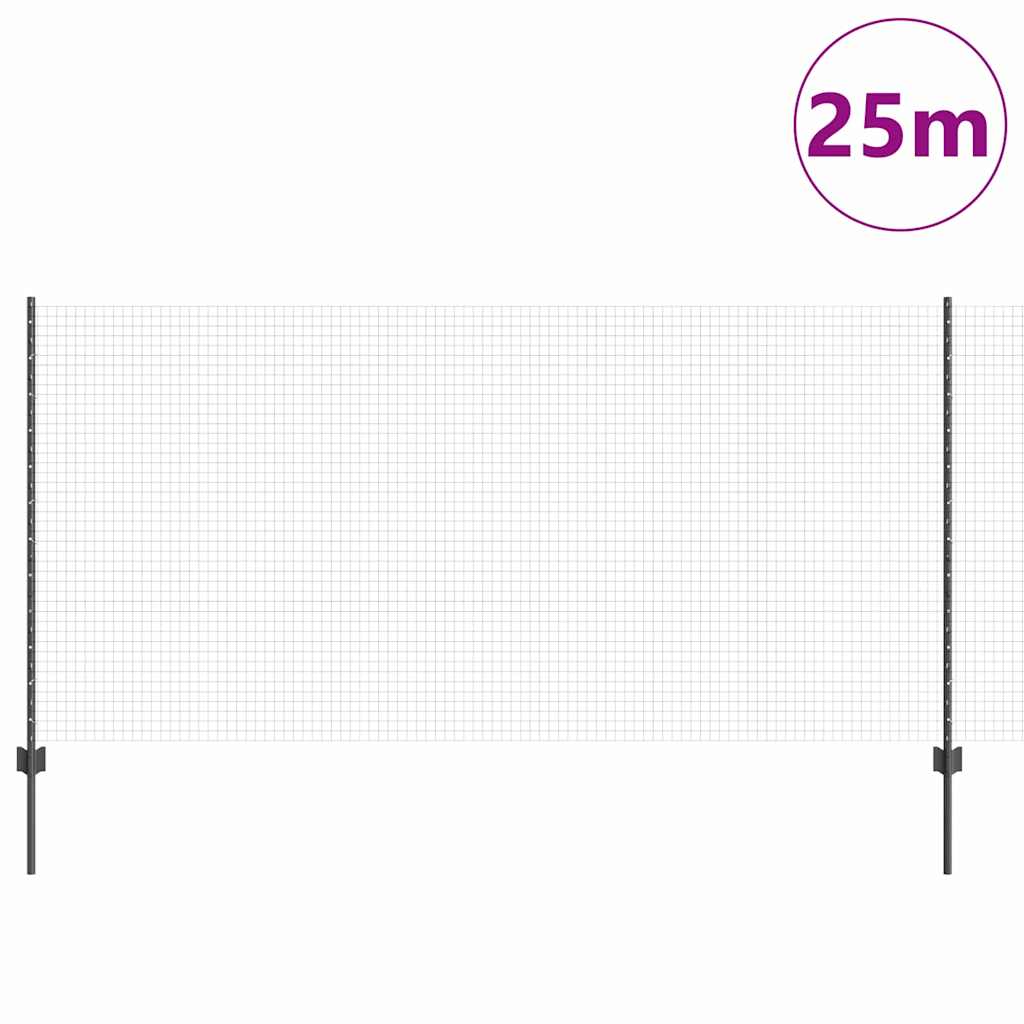 Clôture Vidaxl avec poteau gris 1,2 x 25 m acier et PVC