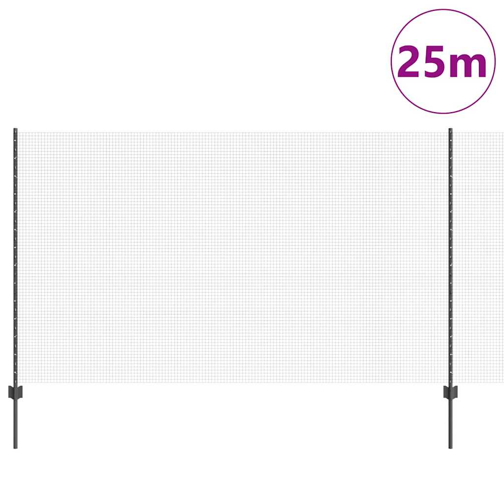 Clôture Vidaxl avec poteau gris 1,4 x 25 m acier et PVC
