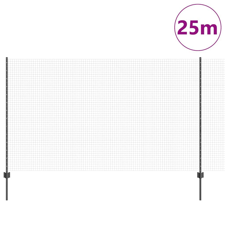 Clôture Vidaxl avec poteau gris 1,4 x 25 m acier et PVC